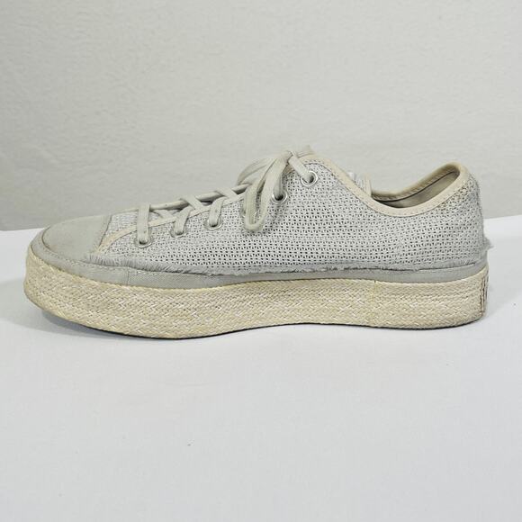 Converse Shoes All Star Platform Espadrilles Womens 11 Gray Cream Canvas Sneaker - Picture 5 of 10